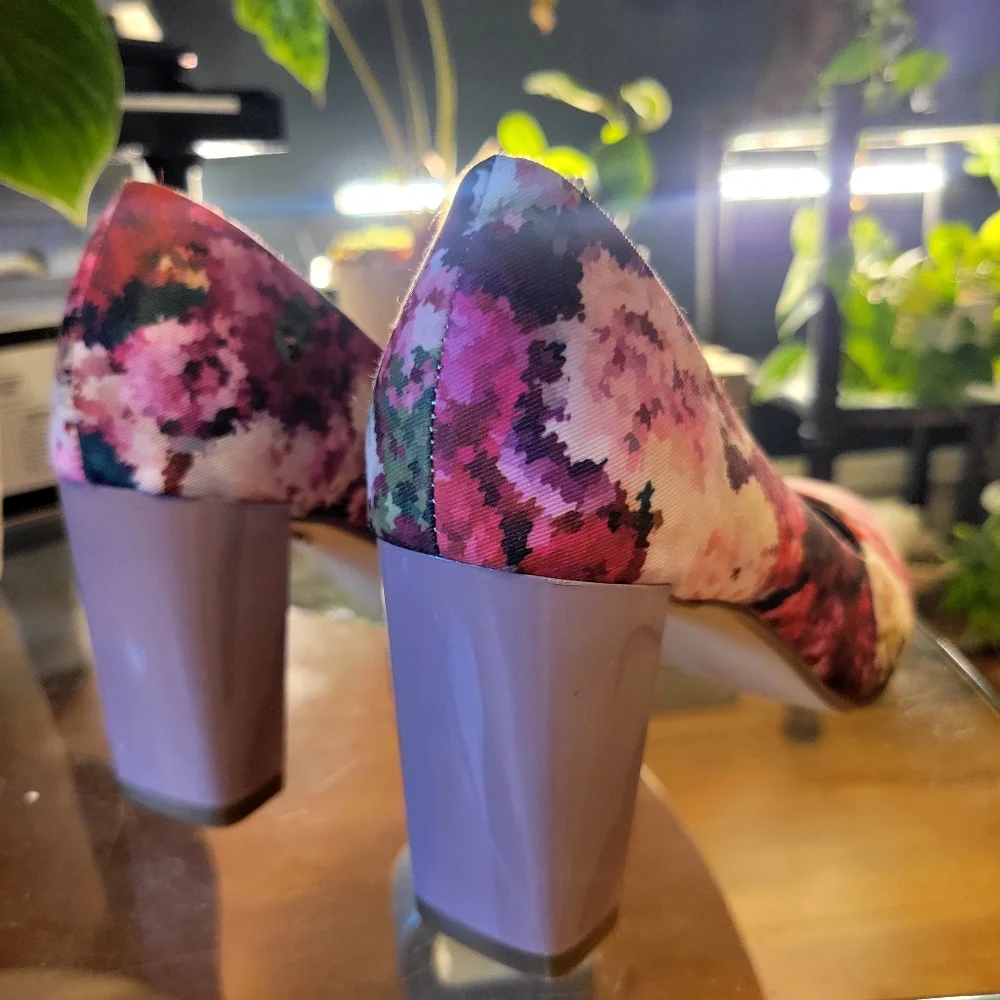 Nina Floral Block Heel Women's Shoes Sz.9 Great For EASTER